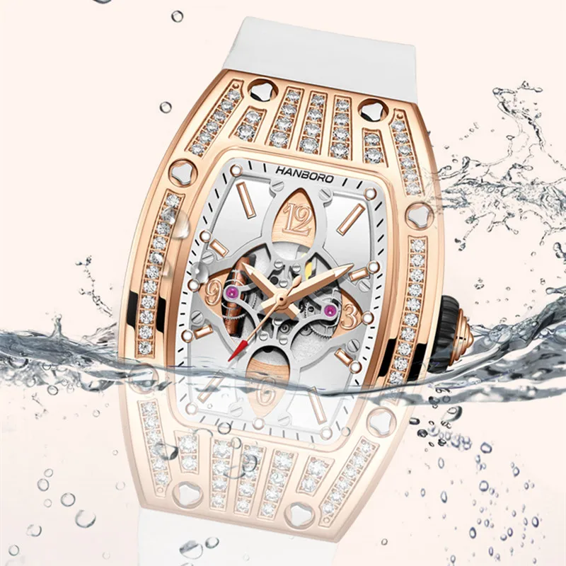 HANBORO Brand Fashion Watch For Women Ladies Luxury Sapphire Silicone Quartz Wristwatch 50m Waterproof Luminous Reloj Hombre enlarge
