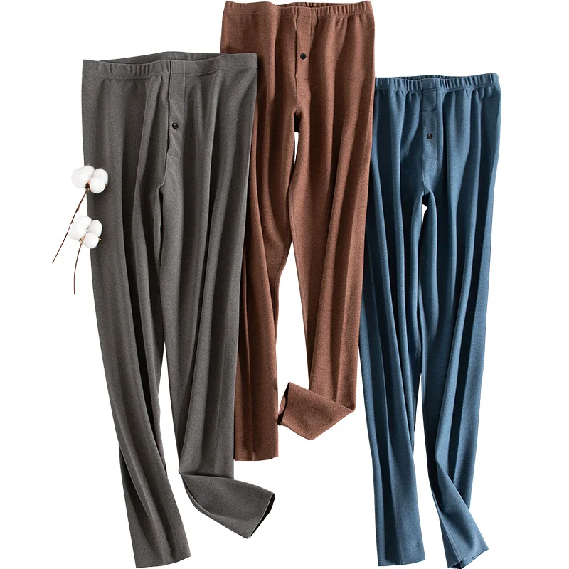 Dralon Long Johns Men Wear Sweat Pants Seamless Heating Double-sided Sanding Knitted Leggings Winter Fleece-lined Thickened W...