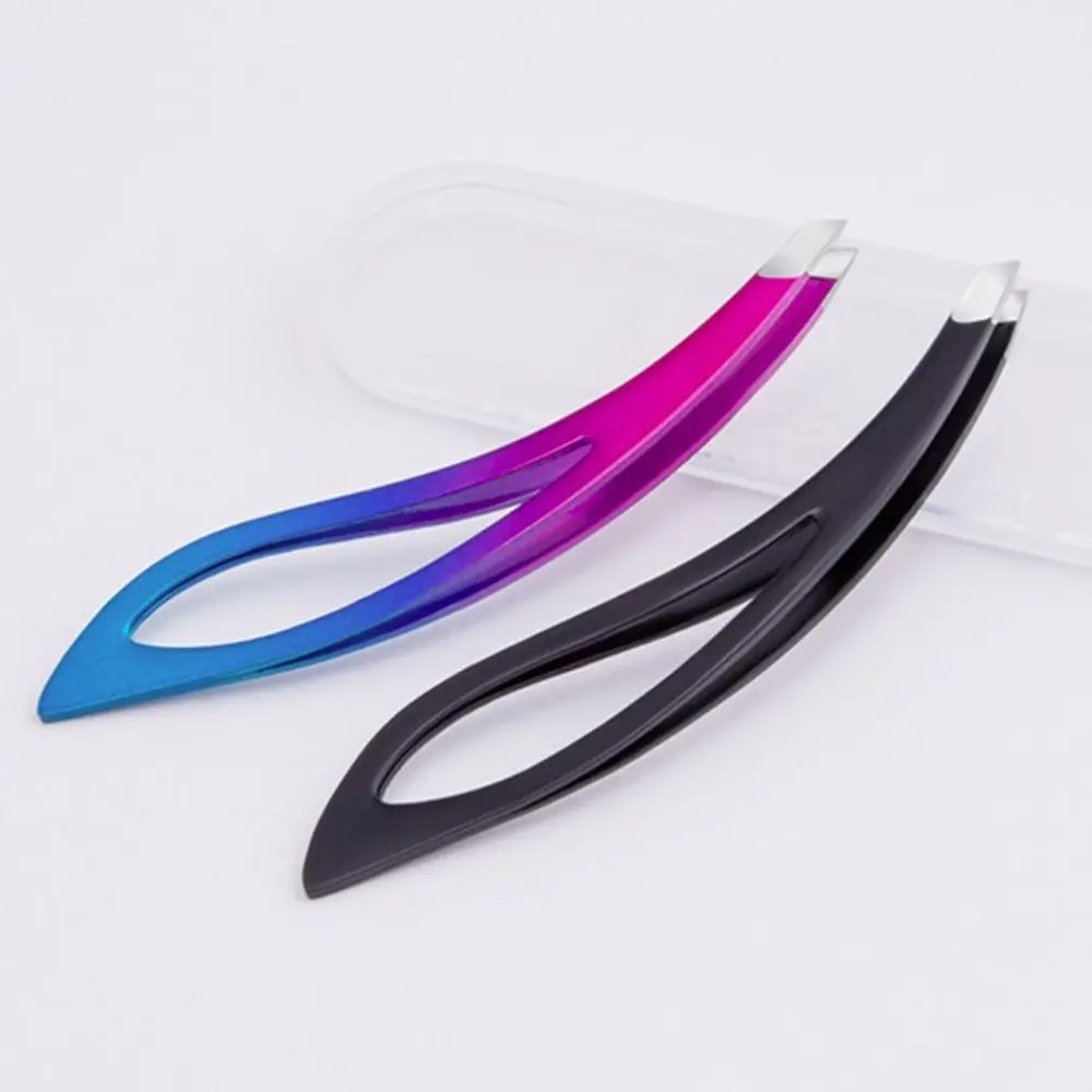

Flat Oblique Mouth Eyebrows Tweezers Professional Curve Handle Fine Hairs Puller Makeup Tools Beauty Clips Hair Removal