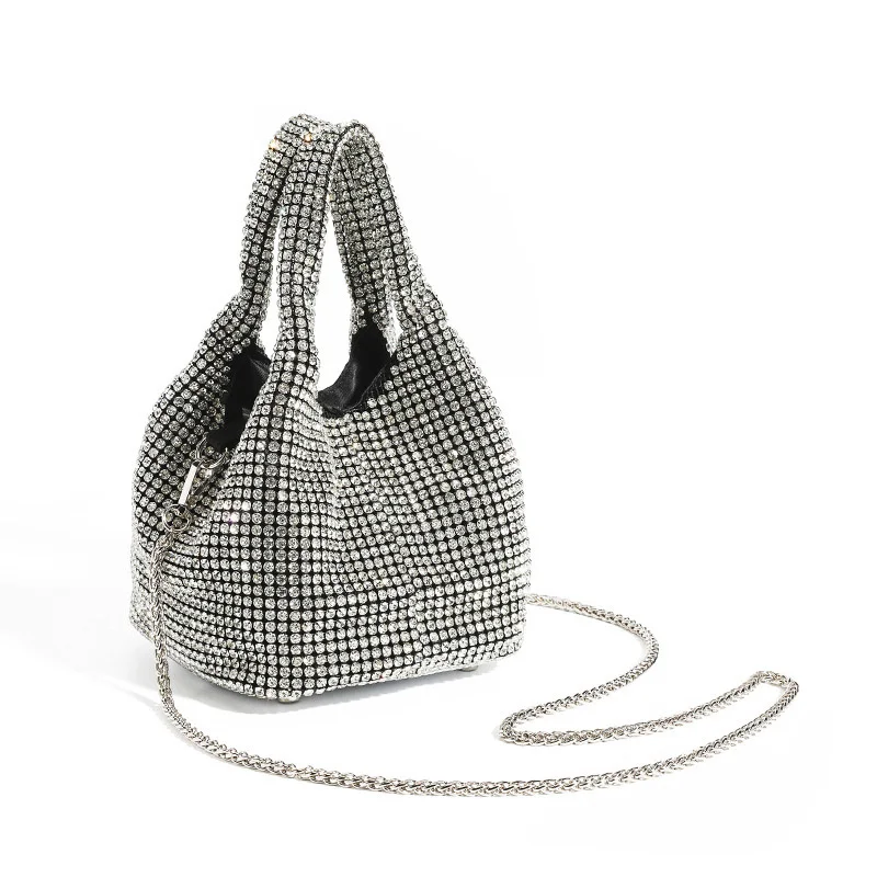 

Женский Блестящий клатч с кристаллами, сумка-мешок на плечо, кошельки со стразами, роскошные дизайнерские вечерние мини-сумки B500