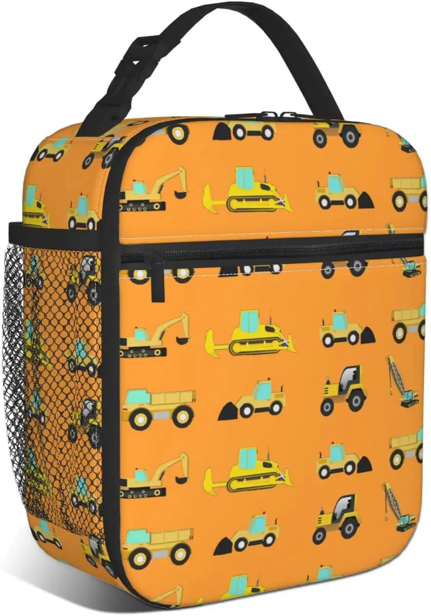 Cartoon Construction Truck Lunch Box Kids Boys Insulated Cooler Thermal Cute Lunch Bag Tote for School