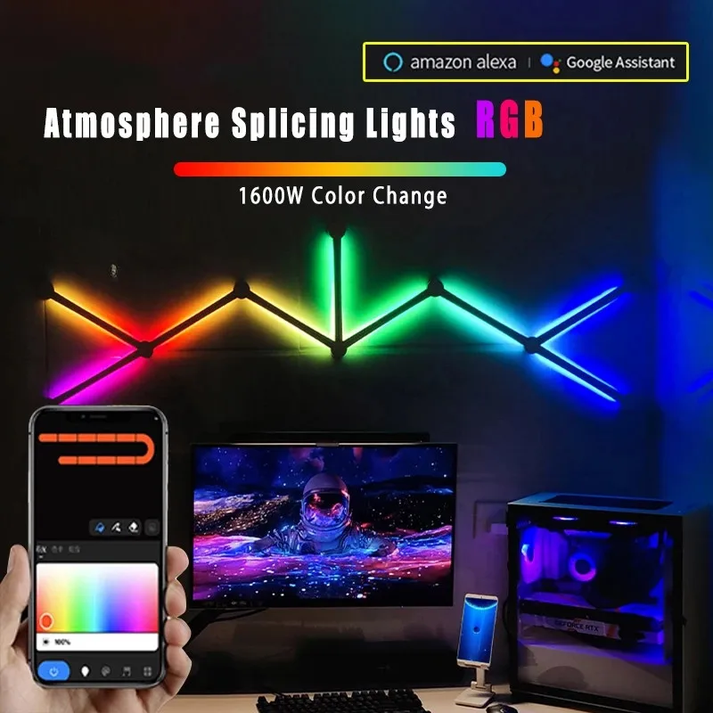 LED Smart Wall Lamp RGBIC Light Bar DIY Atmosphere Night Light Tuya APP Music Rhythm TV Backlight Bedroom Game Room Decoration