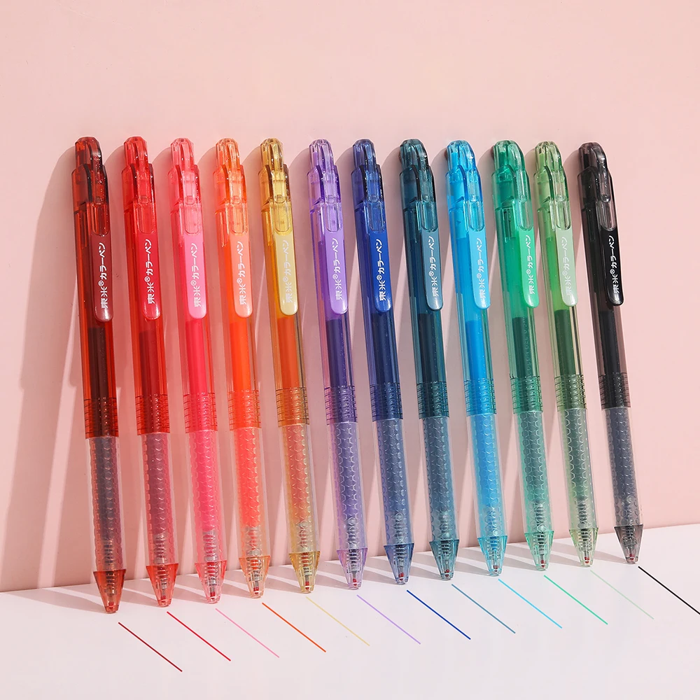 

12Color Gel Pen 0.5mm Refill Neutral Pen Color Ink Drawing Set Stationery School Supplies