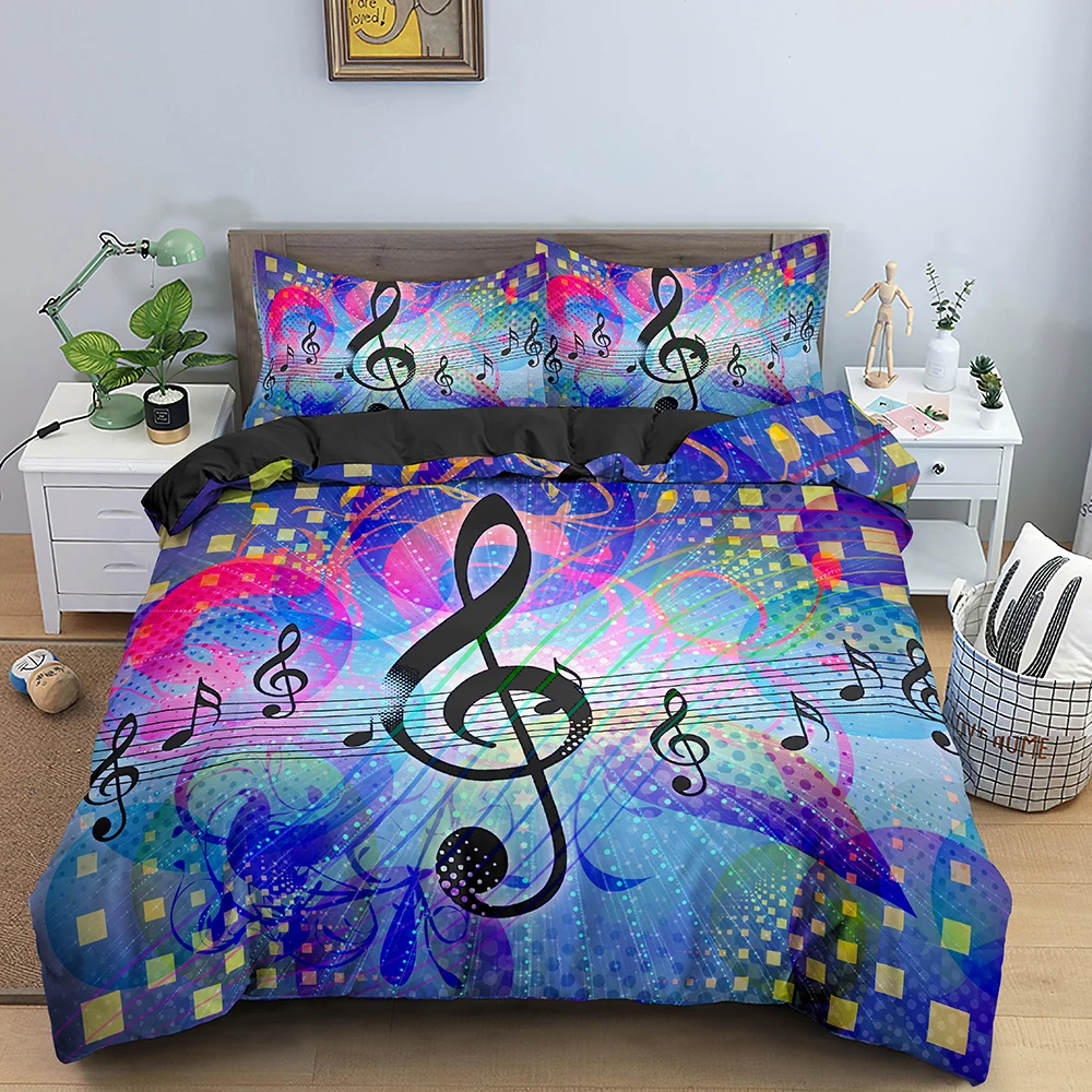 

Queen King Size Quilt Cover Home Textiles Musical Bedding Set 3D Duvet Cover Set Guitar Printed Comforter Cover With Pillowcase