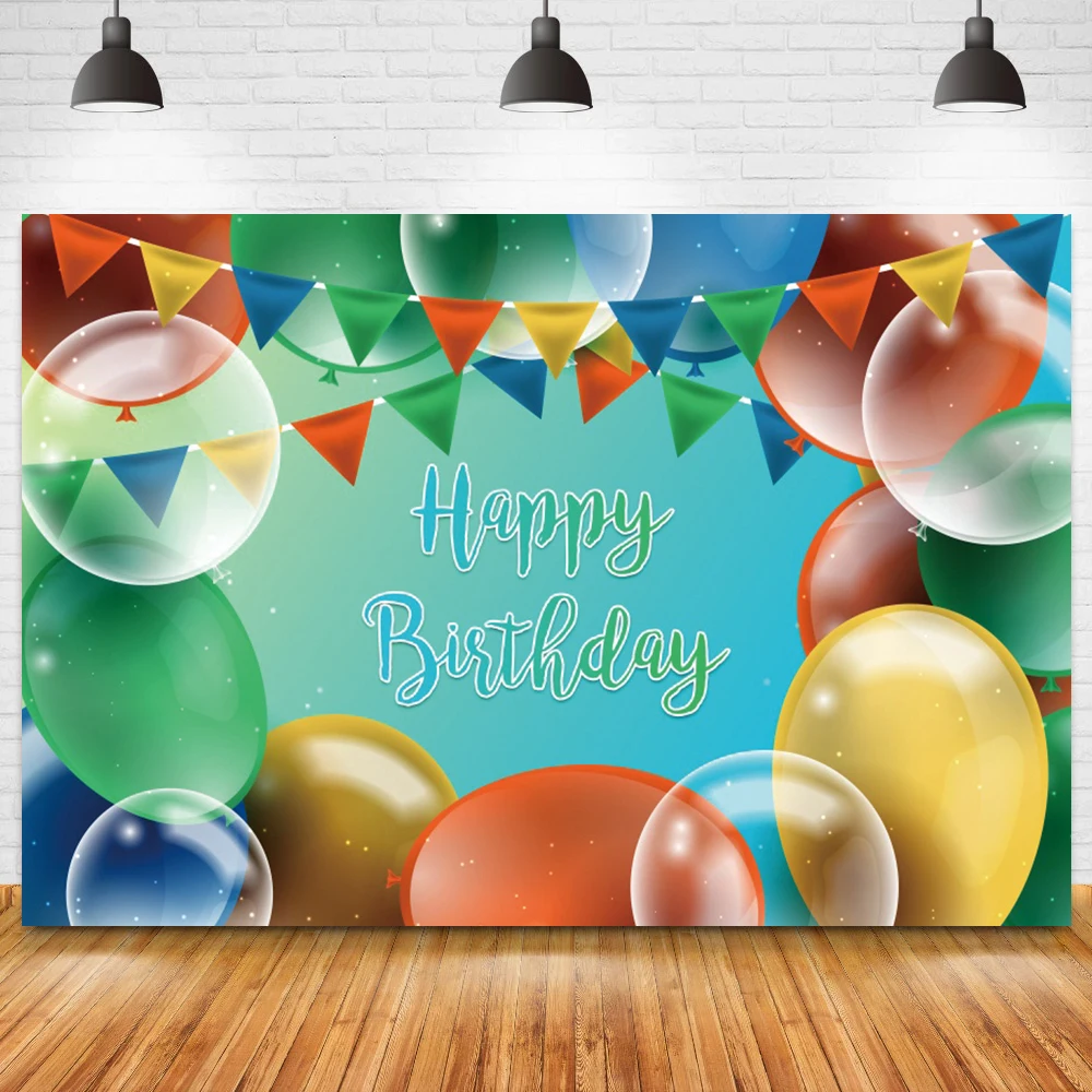 

Colorful Balloons Birthday Party Background Photography Bunting Decoration Birthday Celebration Portrait Photo Studio Prop Vinyl