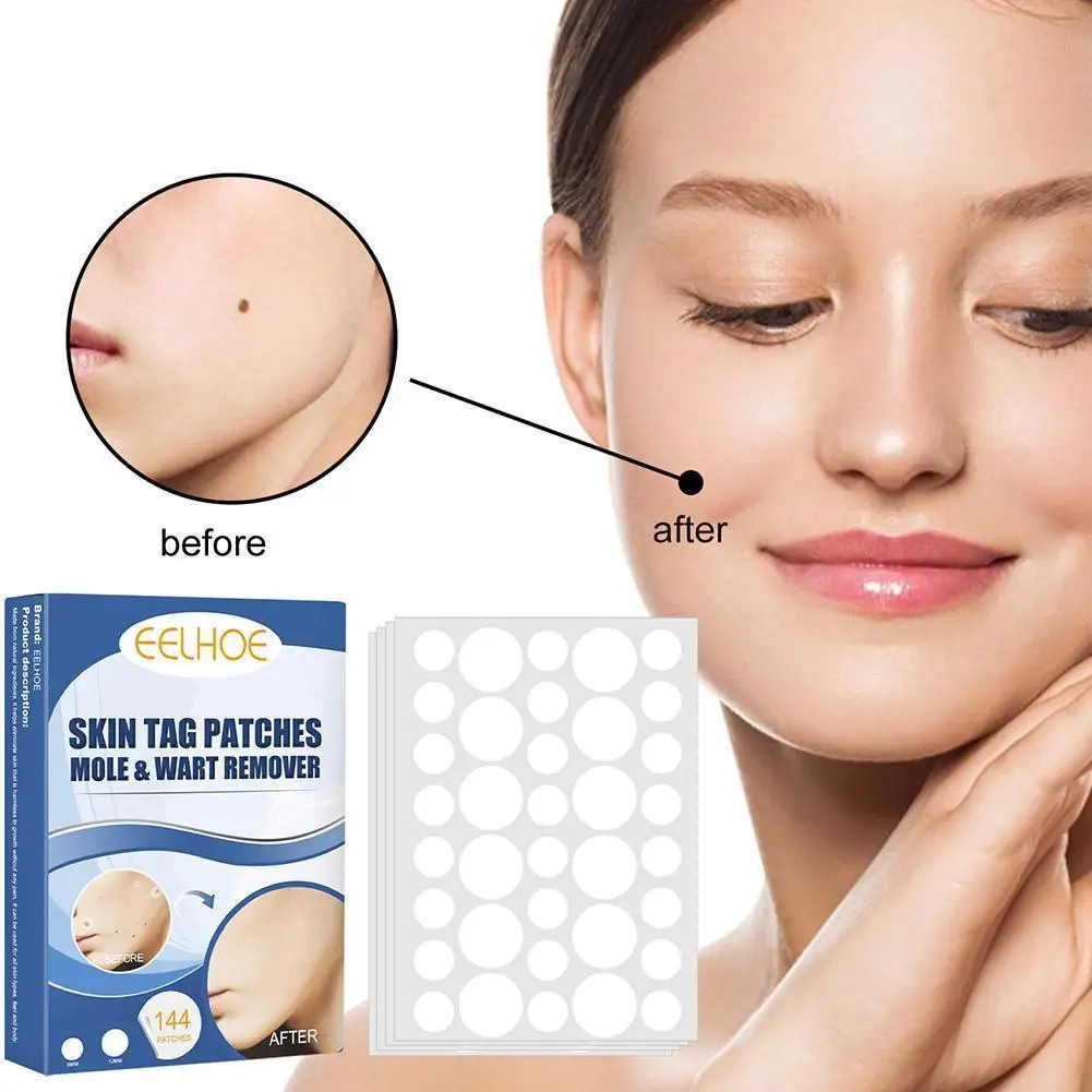 

144pcs Skin Wart Mole Removal Stickers Natural Ingredients Warts Remover For Face Neck Transparent Waterproof Skin Tag Patches