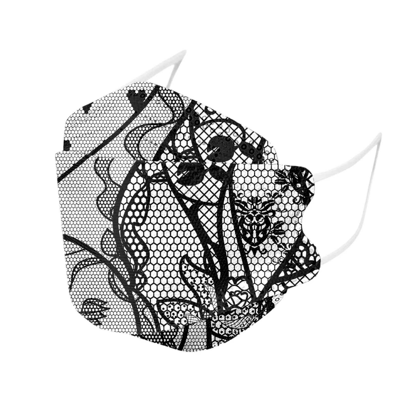 

10pc Elegant Protection Mask Women Adult Lace Floral Design Breathable Anti-dust Unisex Mouth Cover Masks Decoration Gift