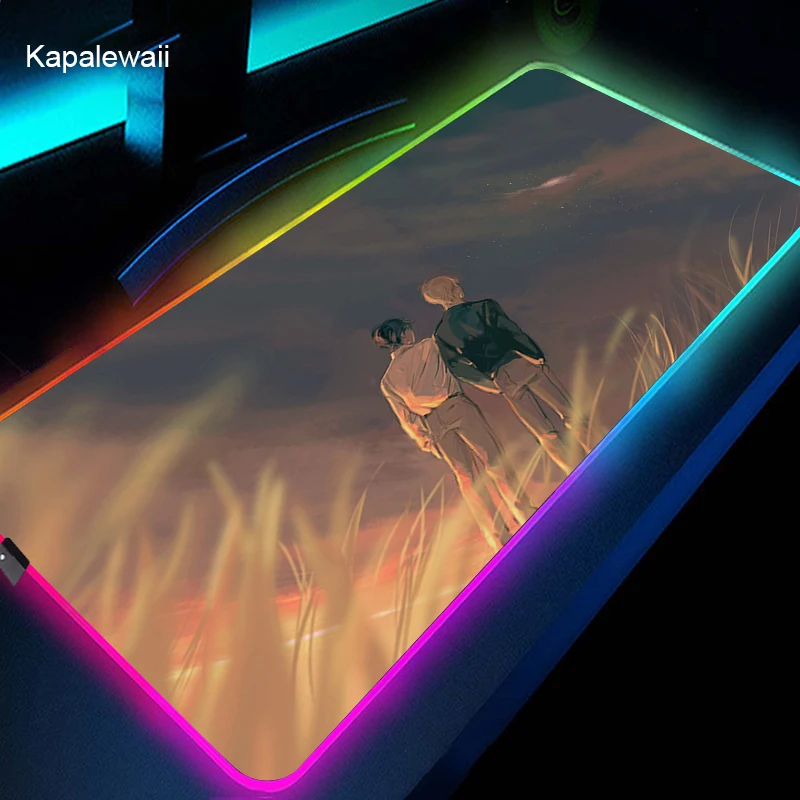 

900x400mm RGB Banana Fish Large Mouse Mat Anime Laptop Mouse Pad Notbook Computer Keyboard Gaming Mousepad Gamer Play Mats