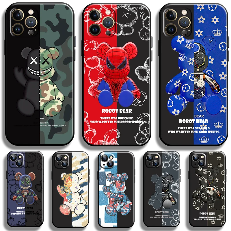 

Fashion Luxury Bear For Apple iPhone 13 12 11 Pro Max 12 13 Mini X XR XS Max SE 6 6S 7 8 Plus Phone Case Carcasa Soft Funda