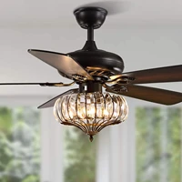 black crystal ceiling fan with lights modern crystal chandelier fan 5 reverse wood blades with remote control for bedroom 3 lig