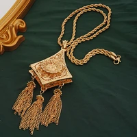 arab dubai luxury necklace gold fashion tassel pendant female necklace wedding jewelry sunflower pendant long chain