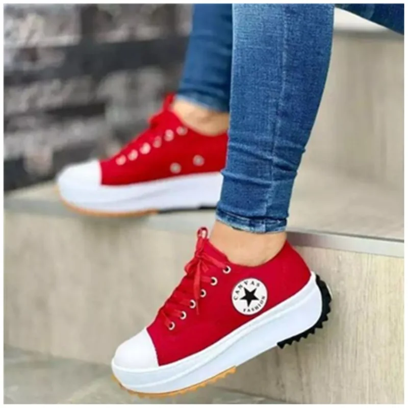 Women Pattern Canvas Sneakers Woman Casual Shoes 2023 Girls Sneakers Ladies Shoes Flat Lace-Up Zapatillas Mujer Chaussure Femme