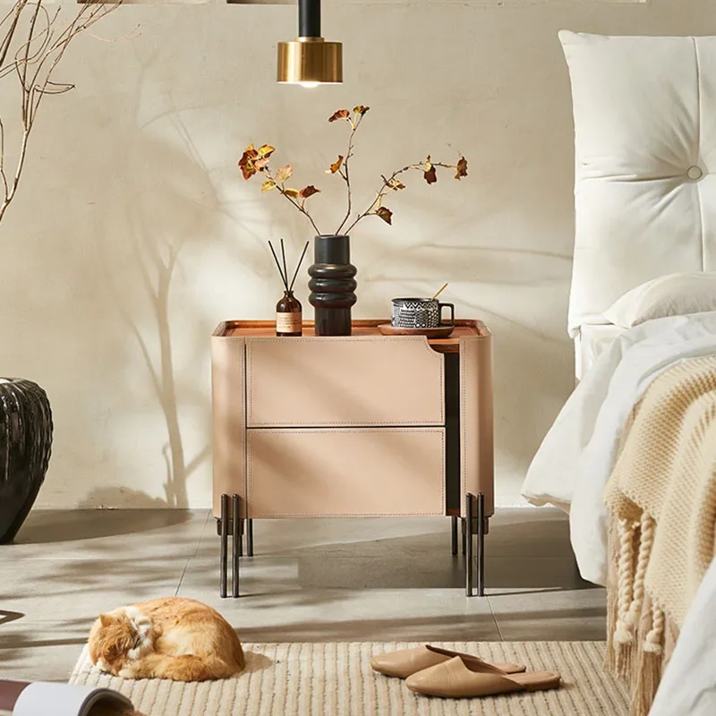 Coffee Mesas Szafy do sypialni Stolik nocny Komoda Wąskie drewno Uroczy skandynawski stolik Pomocniczy otwarty De Chevet Ordinarys Przechowywanie