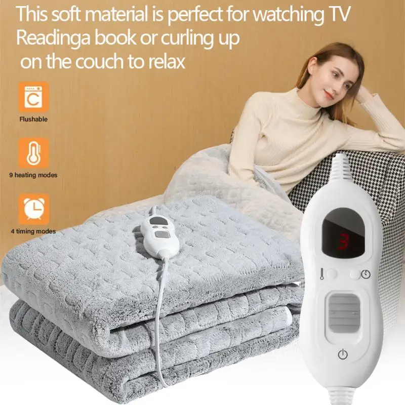 

152*127CM Electric Blanket Thicker 60S Heater Energy Saver Thermostat Heated Blanket Mattress Timing Winter Body Warmer