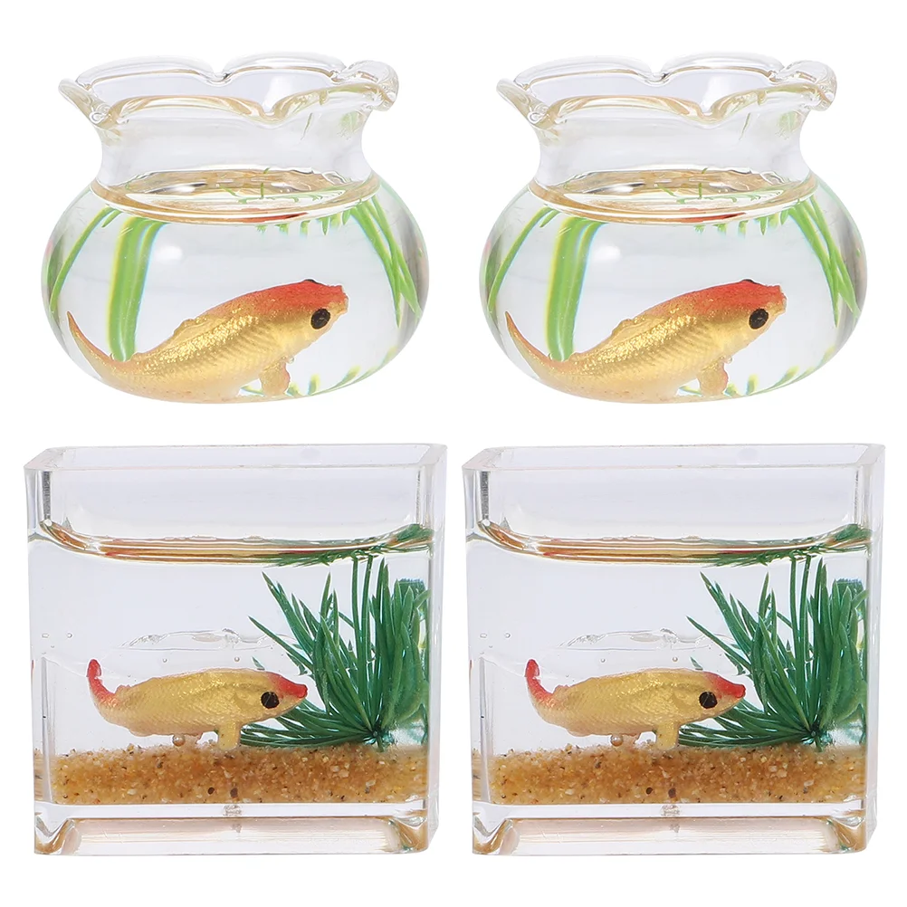 

4pcs Miniature Miniatures House Fish Bowls Miniature Landscape Toy Small Fish Bowl Goldfish Bowl Bonsai Decorations