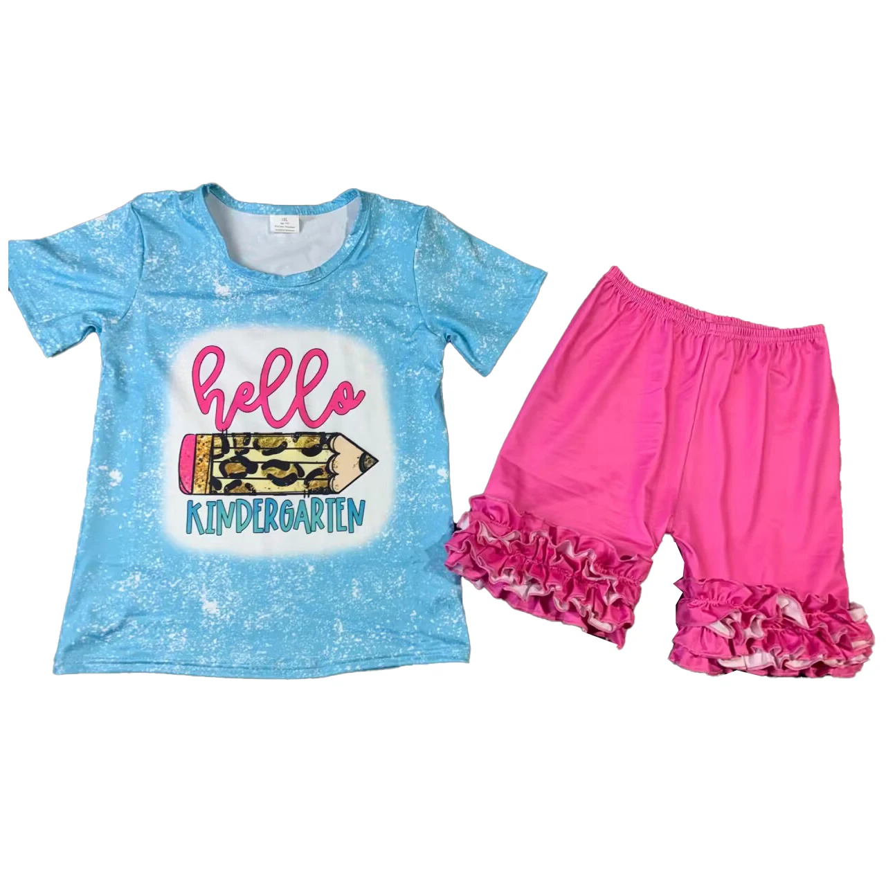

Newest Design Kids Clothes For Children Short Sleeve Shirt Pencil Bus Shorts For Baby Girls Back To School