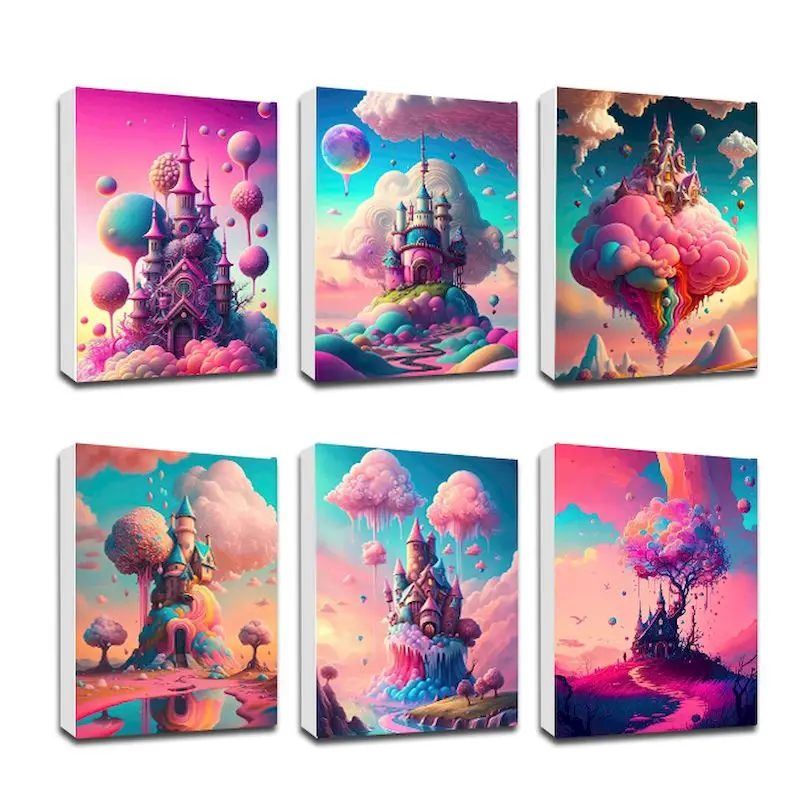 

Набор радужного замка CHENISTORY с рисунком по номерам, ручная роспись, картина по номеру, рисунок на холсте, украшение для дома, гостиной