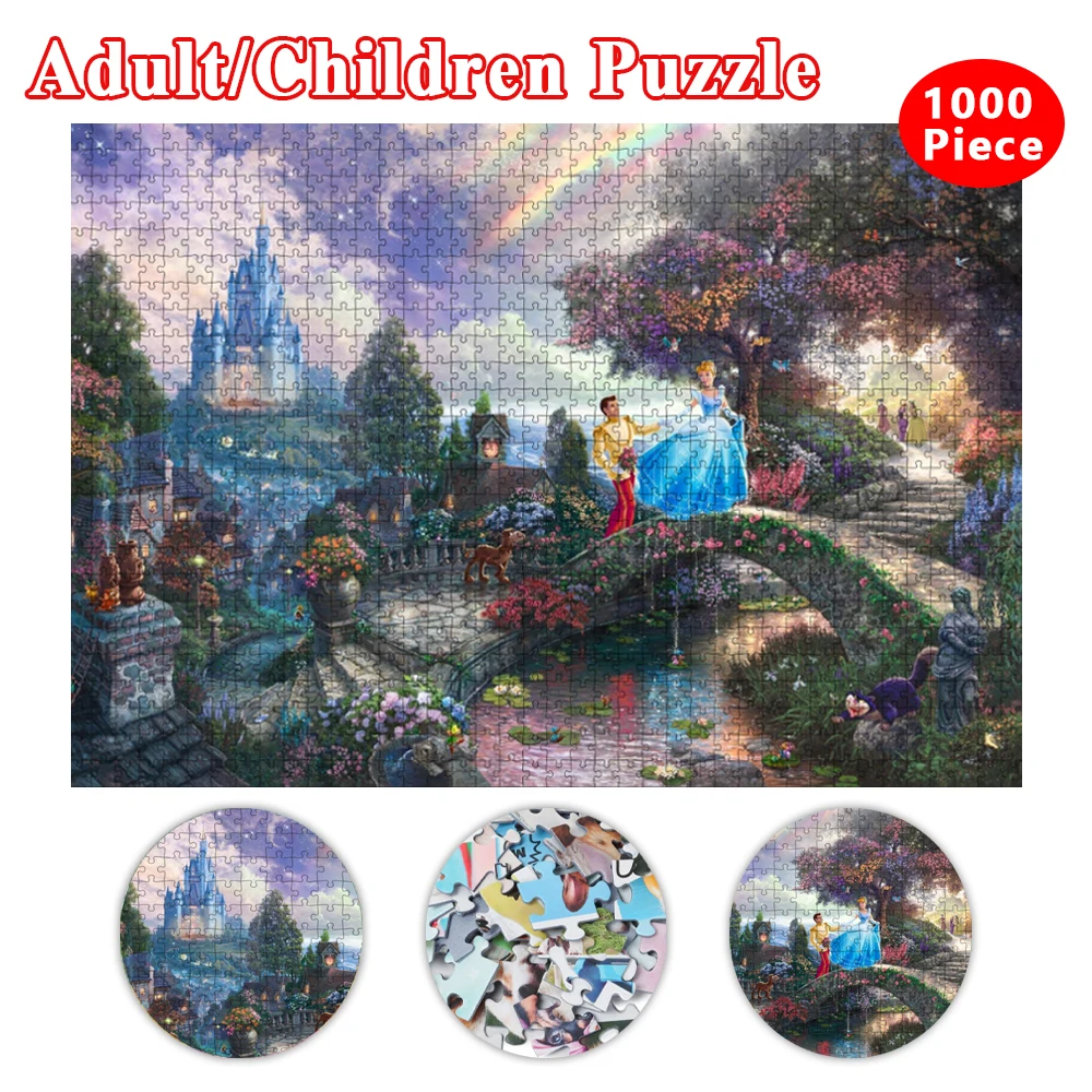 

Adults Children 1000 Pieces Paper Intellectual Jigsaw Puzzles Cinderella Disney Cartoon Kids Educational Diy Puzzle Game Toy