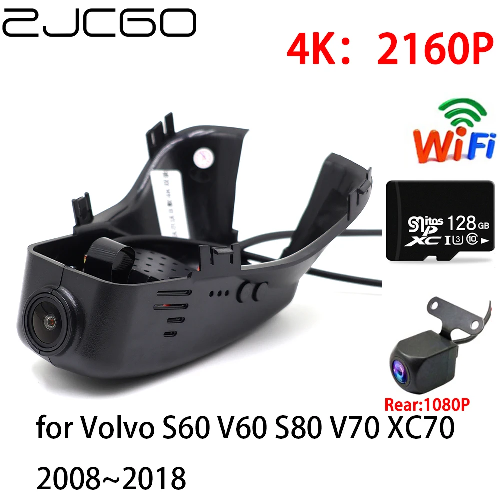ZJCGO 2K 4K Car DVR Dash Cam Wifi Front Rear Camera 2 Lens 24h Parking for Volvo S60 V60 S80 V70 XC70 2008–2018