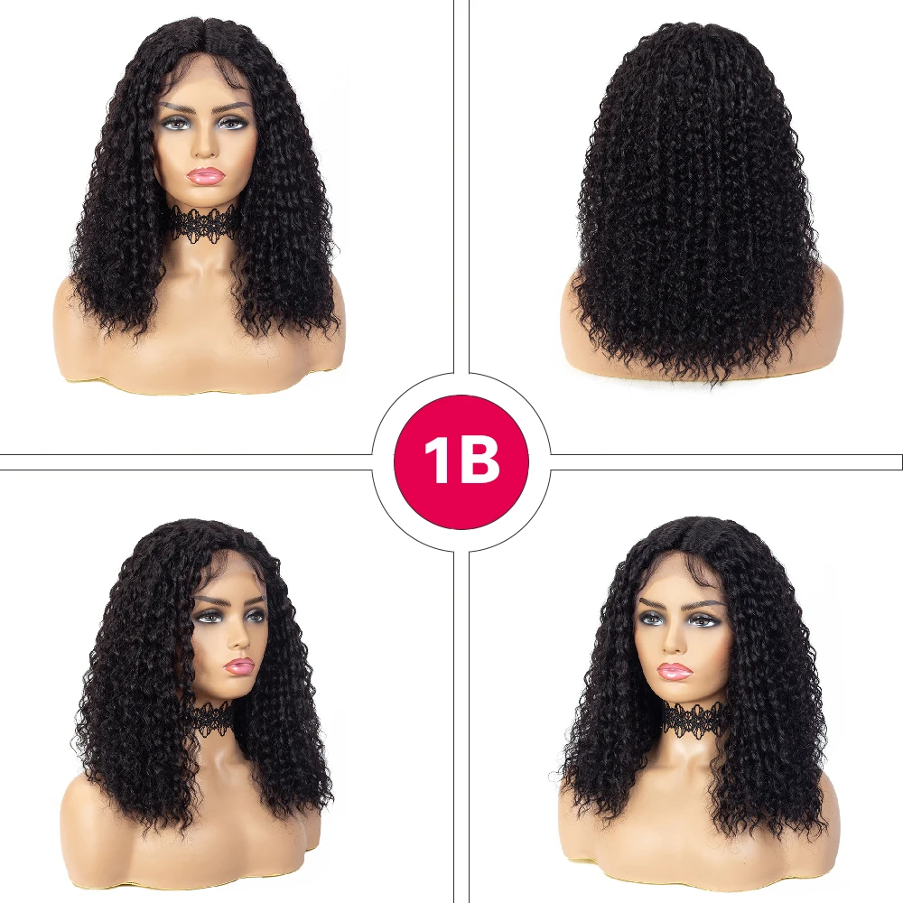 SSH Curly Lace Part Human Hair Wigs With Baby Hair 150% Density Brazilian Remy Hair Bob Wigs for Women Pre-Plucked Hairline