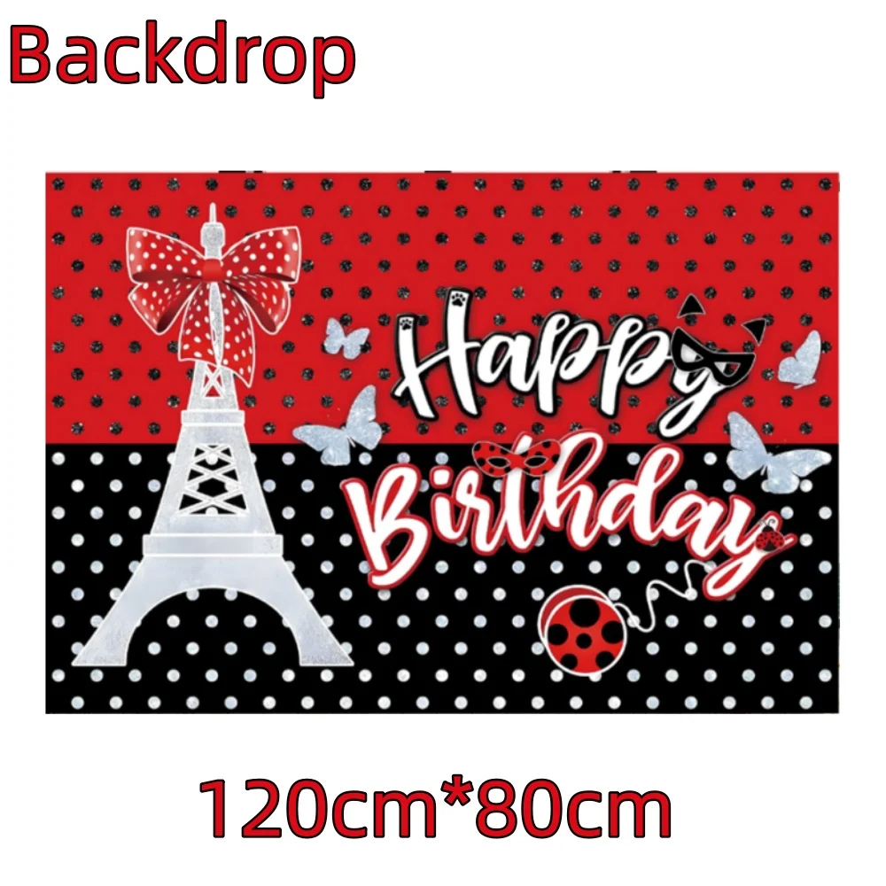 Украшения для дня рождения с божьей коровкой красная и черная посуда вечеринки