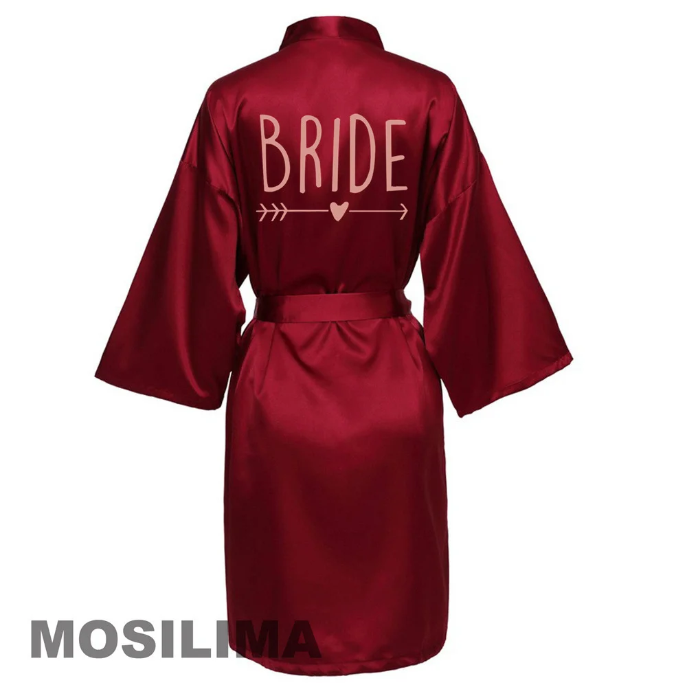 

Wedding Party Team Bride Robe Kimono Satin Pajamas Bridesmaid Bathrobe ZH019