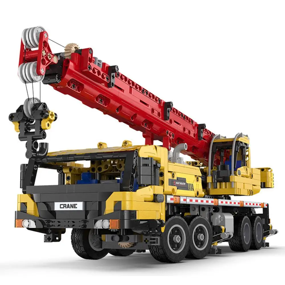 

C61081 Building Blocks Assembled Mobile Crane Toys Rechargeable Remote Control Hoist Vehicle Model Gifts For Children