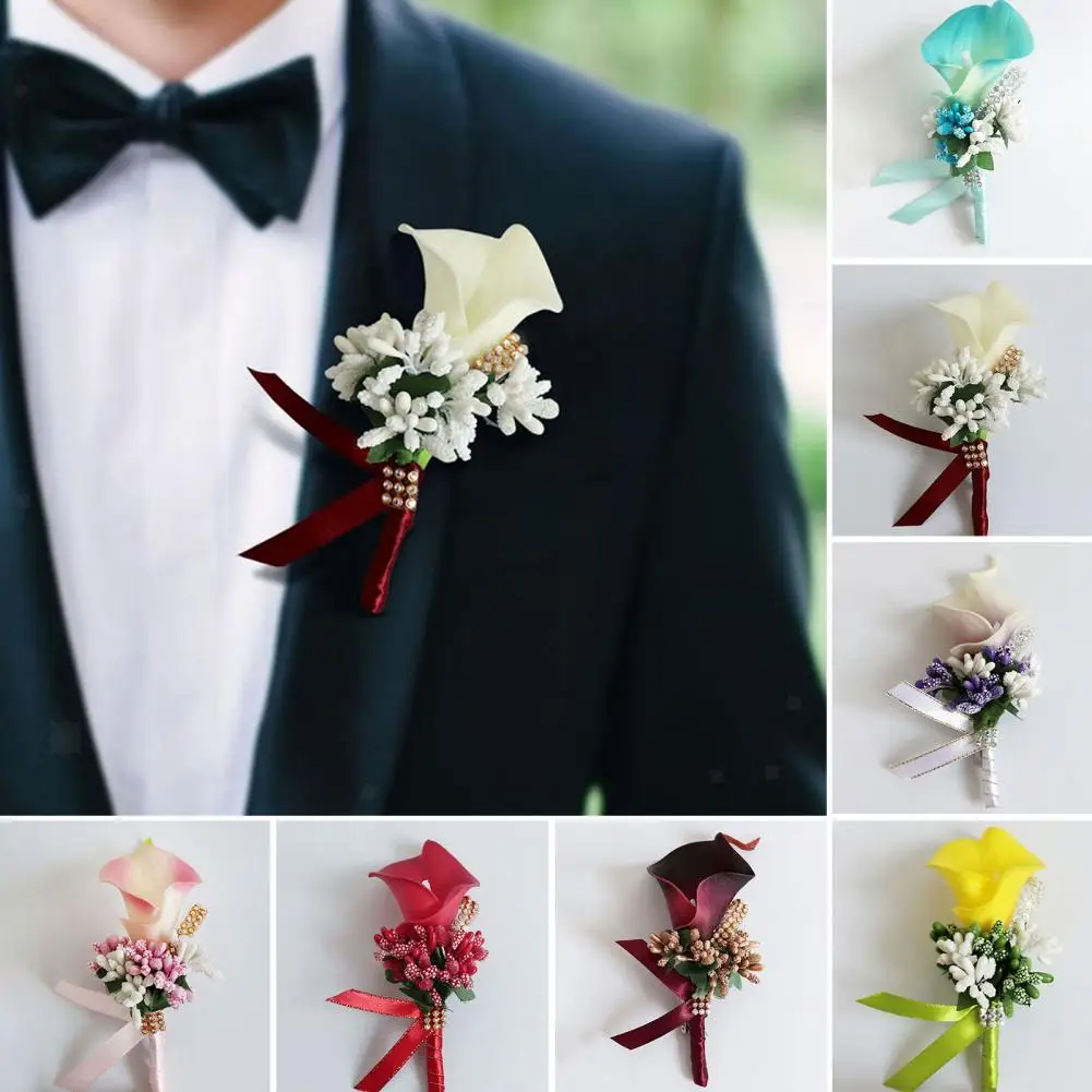

Dropshipping!!New in Brooch Faux Leather Fake Flower Groom Bride Groomsmen Fake Flower Corsage Lapel Pin Wedding Party