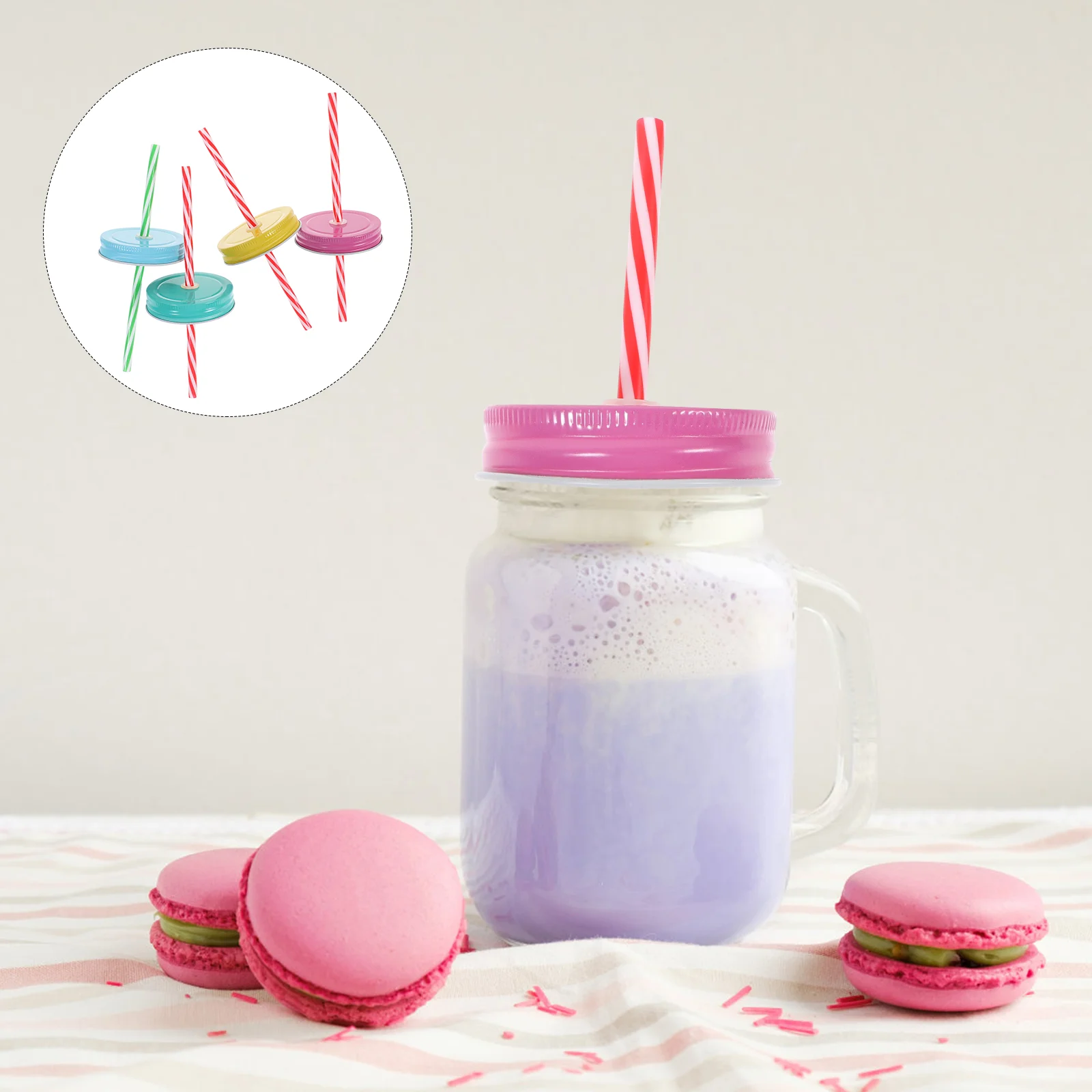 

Jar Lids Mason Canning Straw Drinkingmetalhole Holes Wide Mouth Cup Accessories