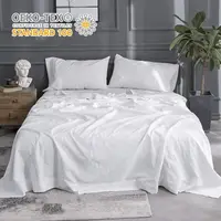Simple&Opulence Belgian Linen Cotton 3/4Pcs Solid Color Blended Bedding Set Bed Sheet Set Fitted Sheets