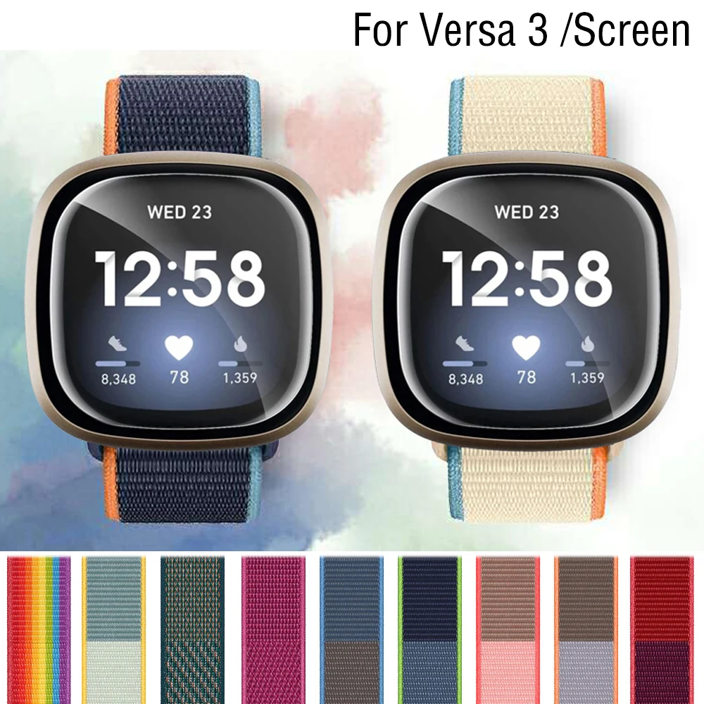 

Nylon Loop Woven Strap for Fitbit Versa 3 band Smart watch replacment Watchband Sport Bracelet for Fitbit Versa Sense band