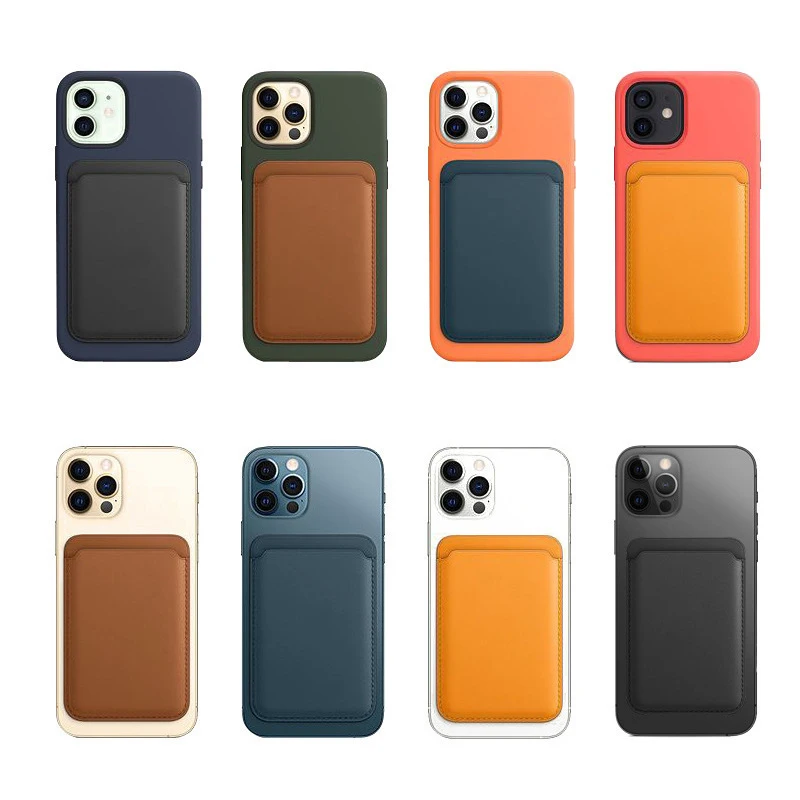 

Luxury Leather Wallet Card Bag For iPhone 13 Pro Max For Magsafe Magnetic Fashion Card Holder For iPhone 12 Mini Clear Case Back