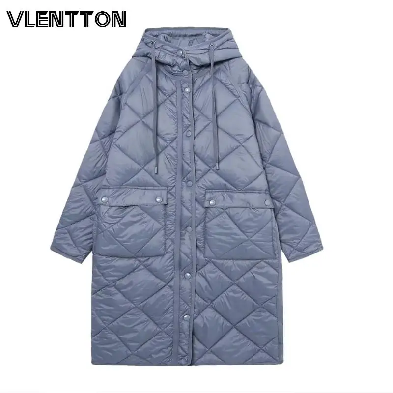 2022 Winter Women Fashion leisure Loose Temperament Commuter Pocket Hooded Long Sleeves Parkas Coat Female