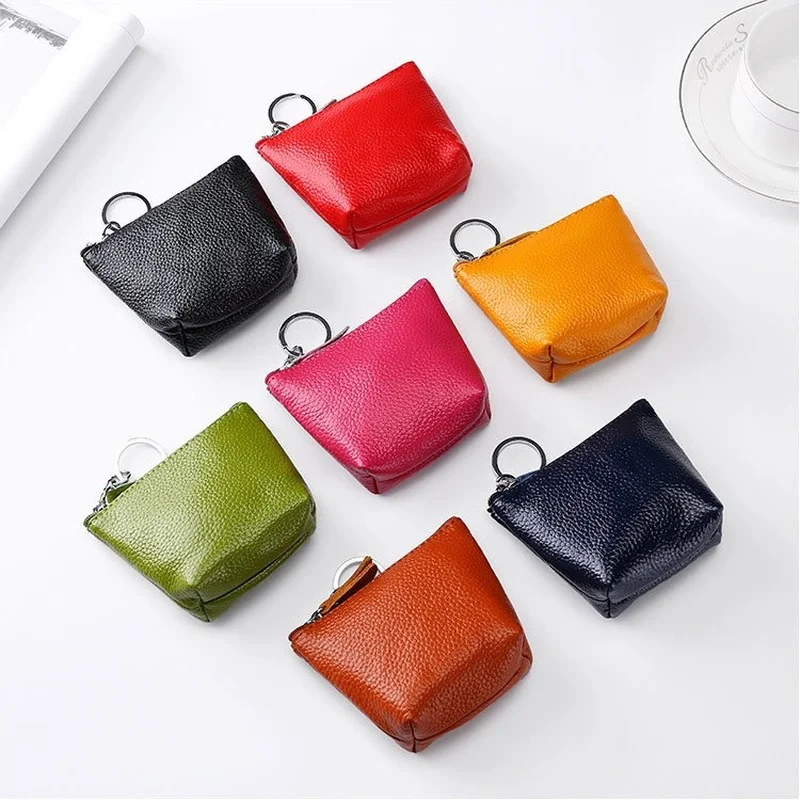

Natural Cowhide Wallet Women's Coin Purse Bag Small Creative Leather Key Bag Mini Card Holder Kawaii All-match 2022 New
