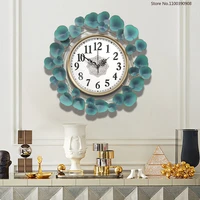 light luxury wall clock iron art flowers metal round mute modern design clocks for living room kitchen study home decor wandklok