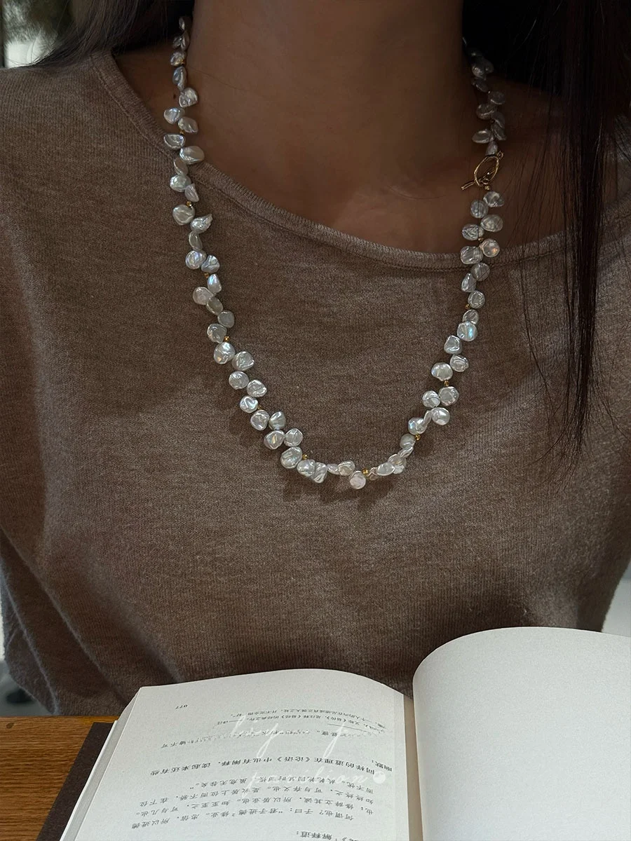 Цветы 8-9 мм жемчужное ожерелье в стиле барокко с лепестками браслет