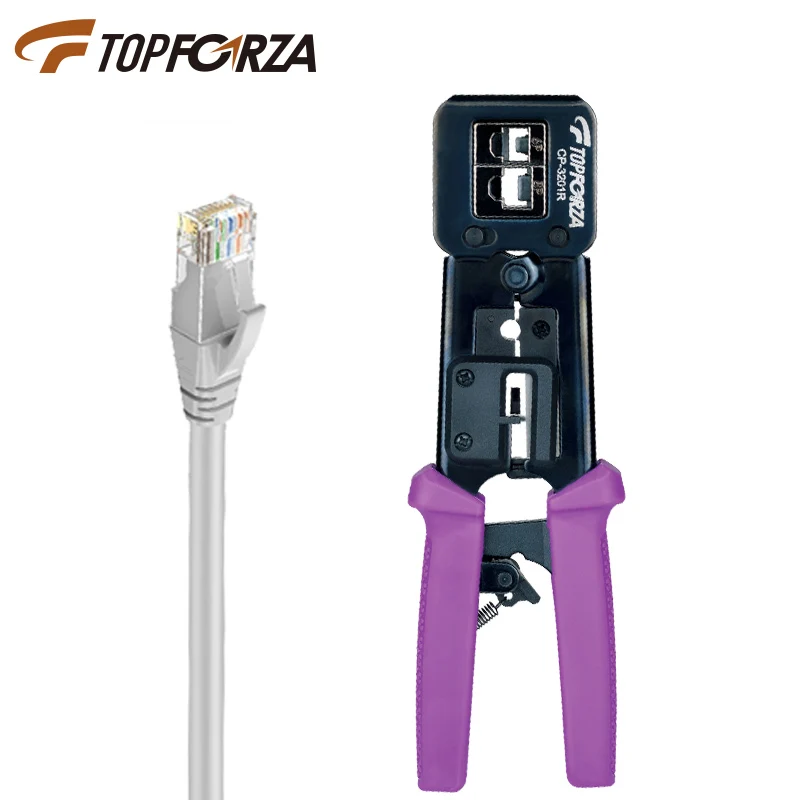 Topforza RJ45 Crimper Network LAN Cable Stripper Cutter Ethernet Modular Plug Crimping Pliers  6P/8P Connector Press Tools