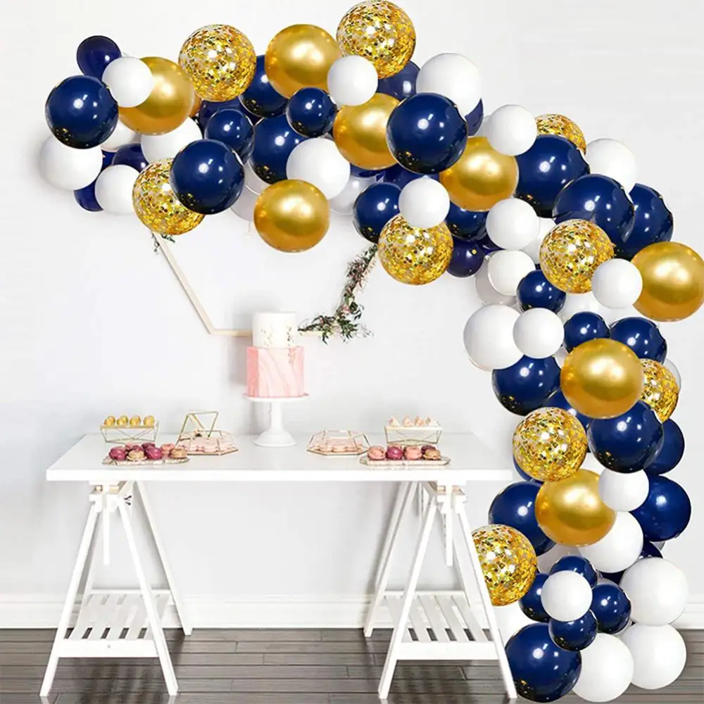 

120pcs Blue Gold Balloon Happy Birthday Party Decoration Kids Adults Celebration Wedding Birthday Ballons Set Party Supplies