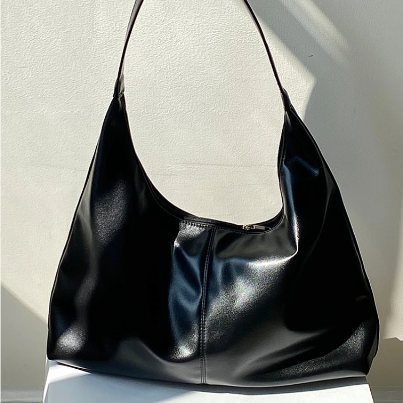 

Soft Pu Leather Women's Shoulder Bags Solid Color Design Ladies Handbags Daily Commute Bag Female Tote Underarm Bag Large Purses