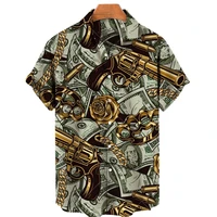 2022 3d printing shirt flower dollar bill pattern cool street style top party fashion single row short sleeve hawaiian shirt 5xl