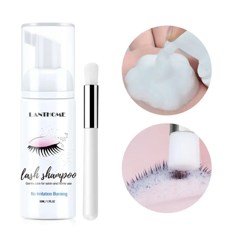 

50ml Professional Eyelash Shampoo Brush Kit Individual Eye Lash Extension Foam Cleaner Eyelashes Detergent No Drop Shipping