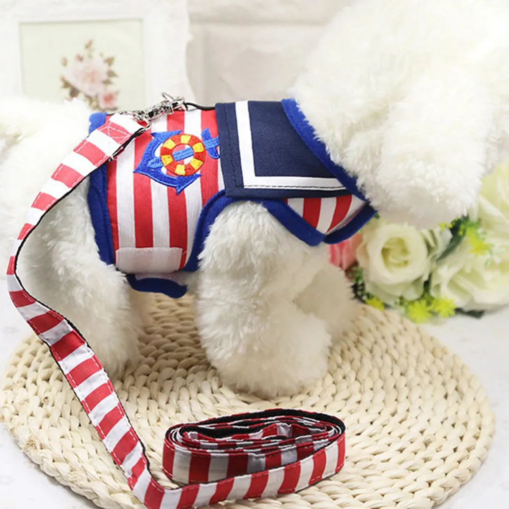 

Navy Cute Dog Harness Leash Set Personalized Pet Harness Leash Adjustable Pet Vest For Small Dogs Kawaii Pet Accessories Items