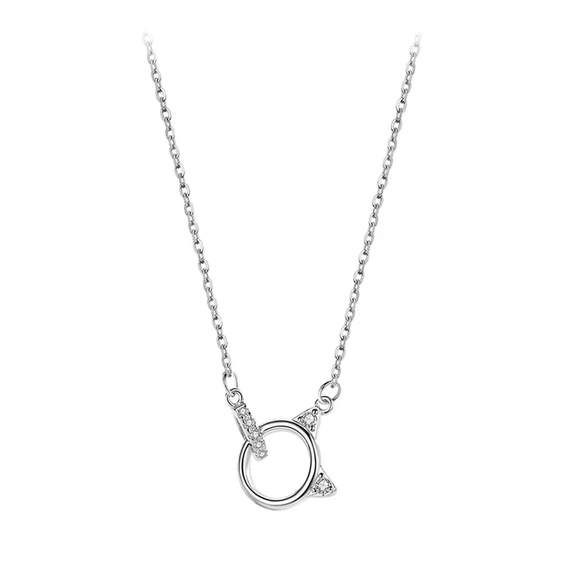 VOQ серебряный цвет простой милый кот Цирконий Кулон ожерелье цепь до ключиц