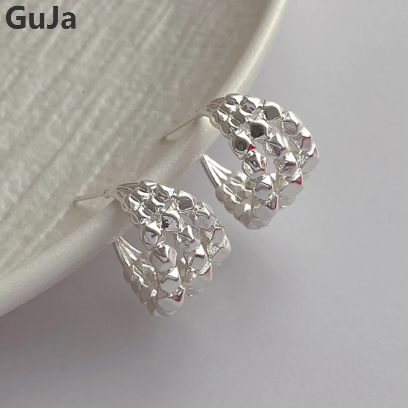 

Modern Jewelry 925 Silver Needle Simple Popular Style Metal Stud Earrings For Women Gift Senior Sense Fashion Ear Accessories