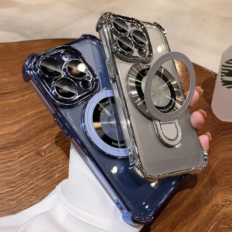 Противоударный чехол с магнитным кронштейном для iPhone 15 16 11 12 13 14 Pro Max Plus Magsafe