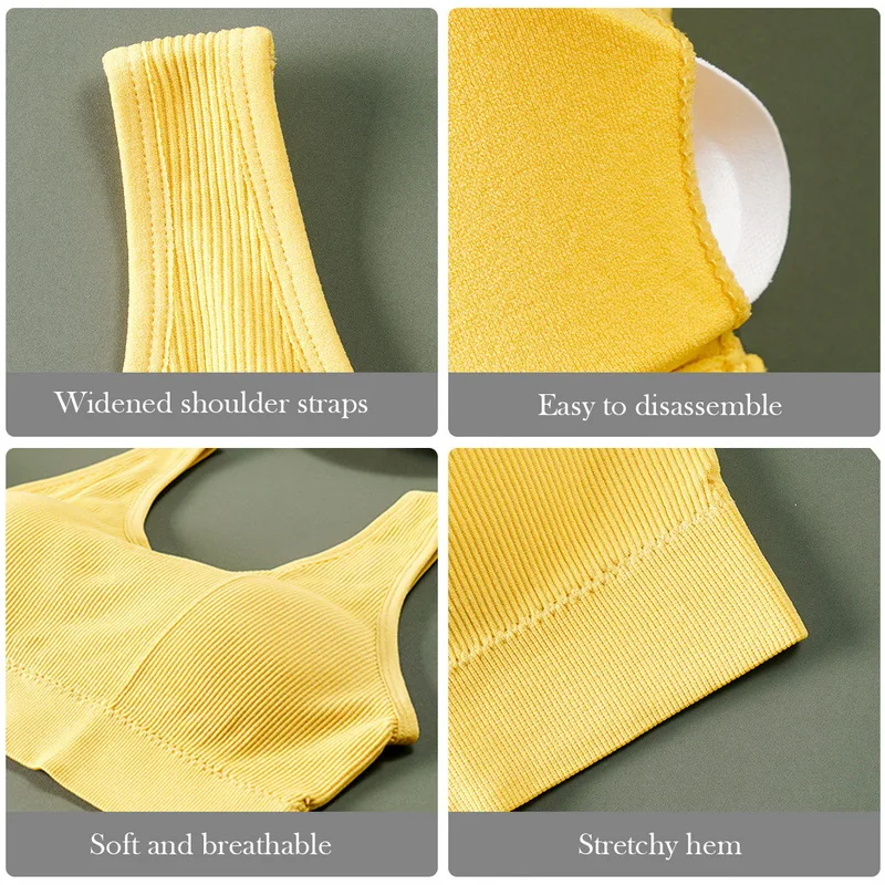 Bralette Fitness Thin Shoulder Strap Underwear Women Anti-light Shockproof Push Up Full Cup V Back Bra Lingerie 2022