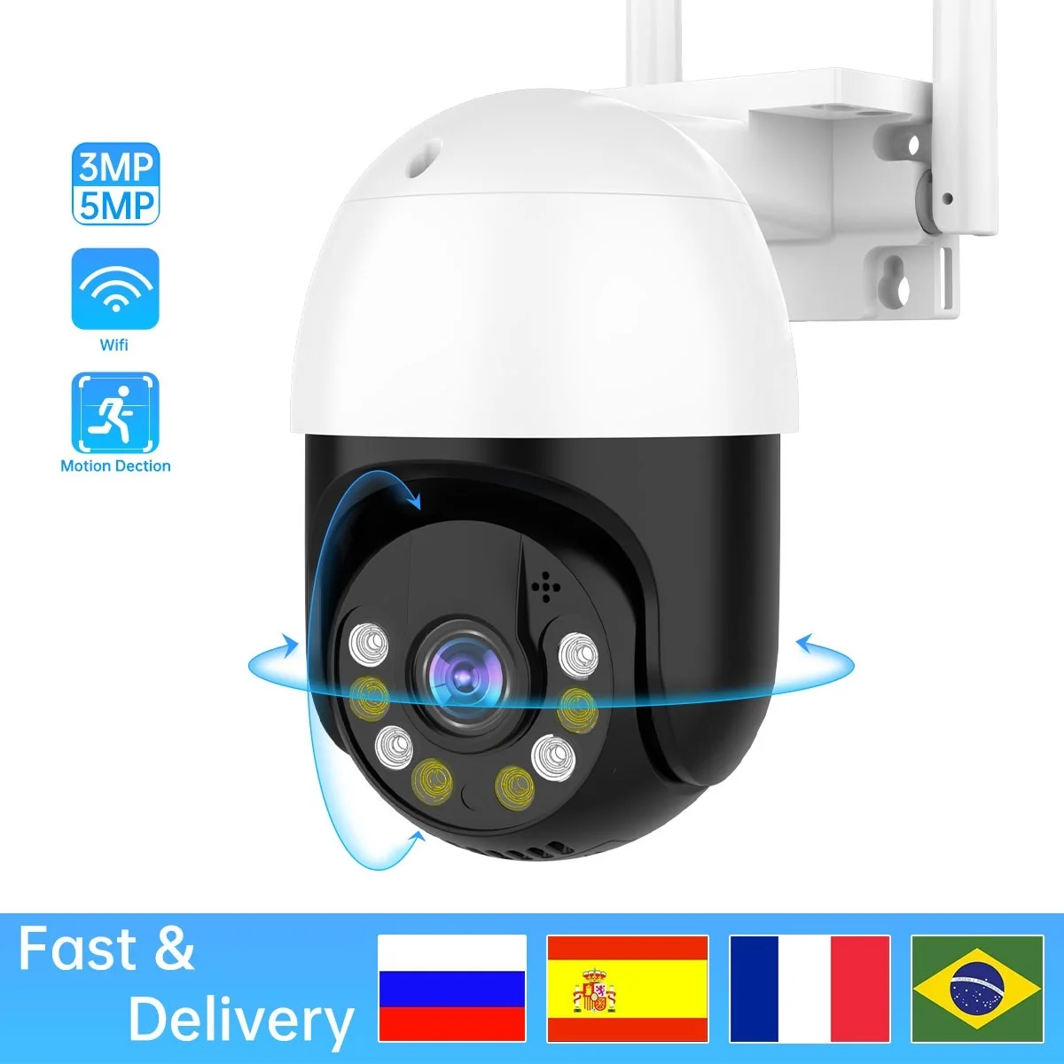 

5MP 3MP Speed Dome PTZ IP Camera Outdoor Auto Tracking Wireless WIFI Camera P2P CCTV Camera Full Color Surveillance Camera