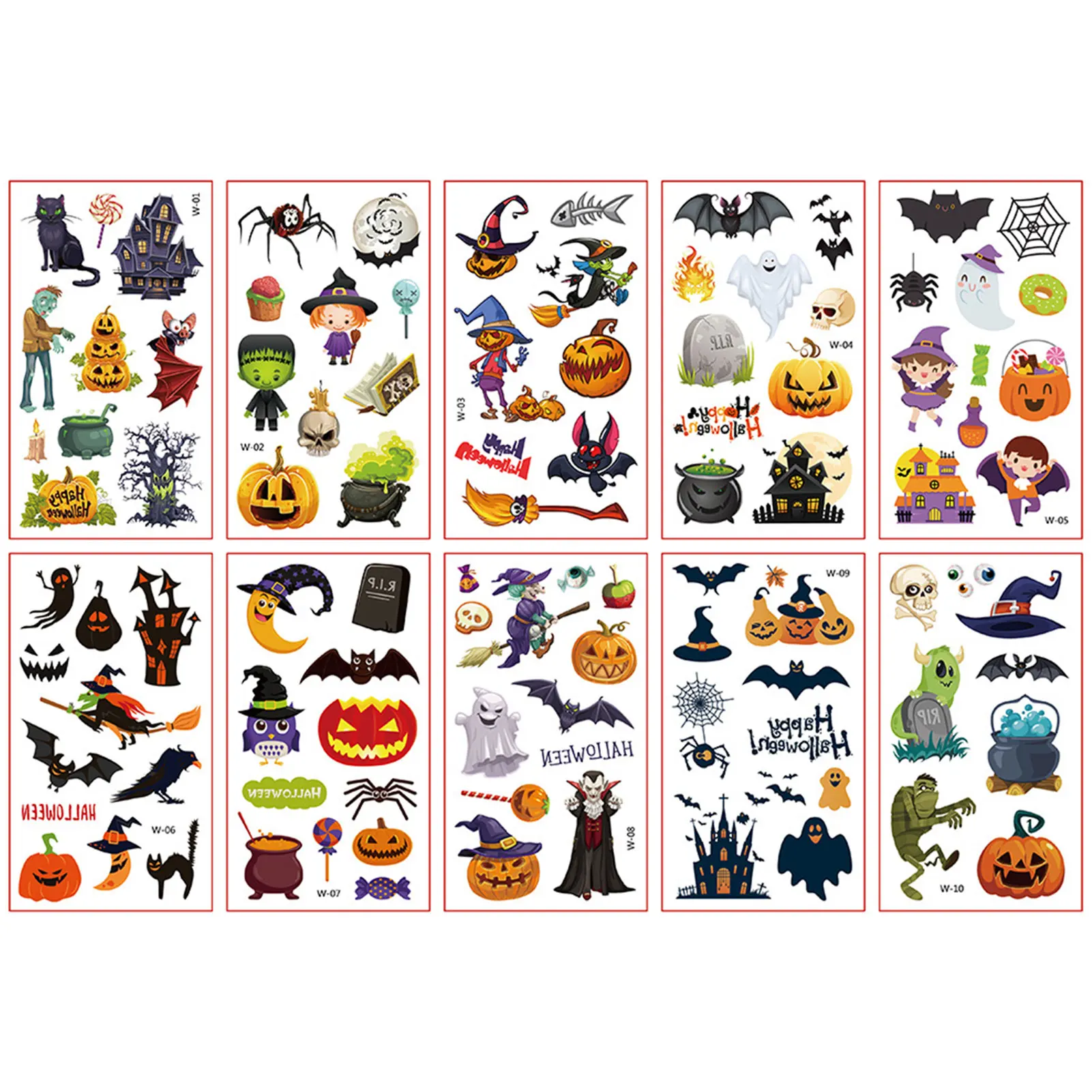

Детские Мультяшные водонепроницаемые наклейки с татуировками на Хэллоуин, забавные подарки с тыквой вечерние временные наклейки, наклейки...