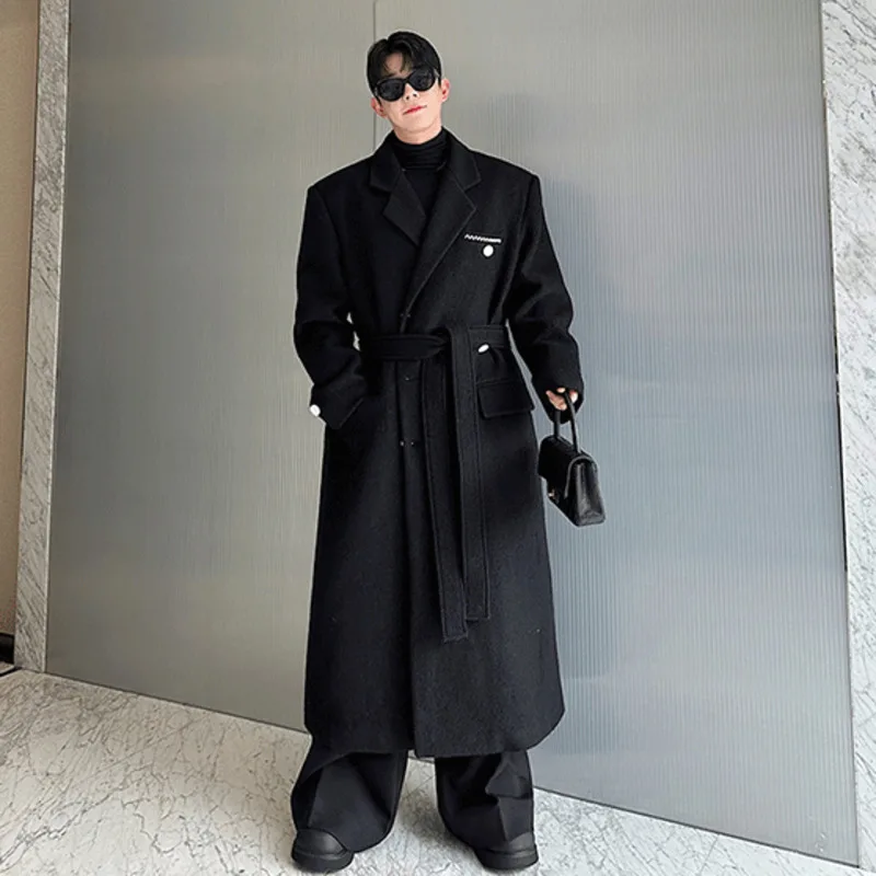 Корейский дизайн мужские шерстяные пальто повседневные утолщенные однобортные