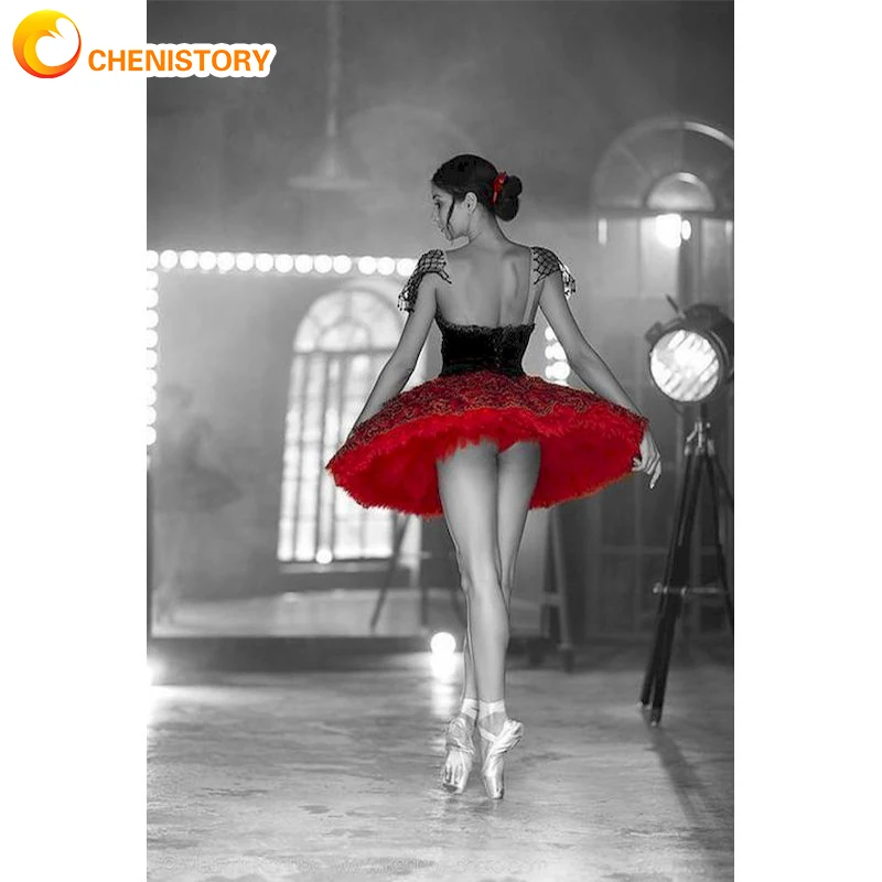 

CHENISTORY 60x75cm Framed Oil Painting By Numbers For Adults Ballet Dancer Picture By Number For Home Wall Art Decoration Gift